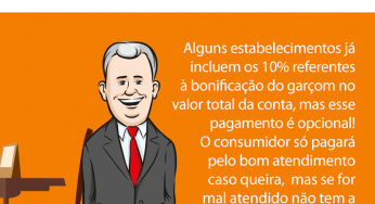 A taxa de 10% referente ao serviço do garçom não é obrigatória!