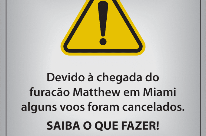 O mau tempo na Florida, EUA, vem cancelando vários voos por conta da chegada do furacão Matthew.